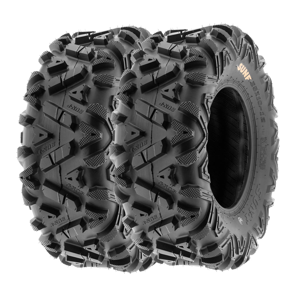 SunF All Terrain ATV UTV Tires 25x8-12 And 25x10-12 6 PR Set Of 4 - A033
