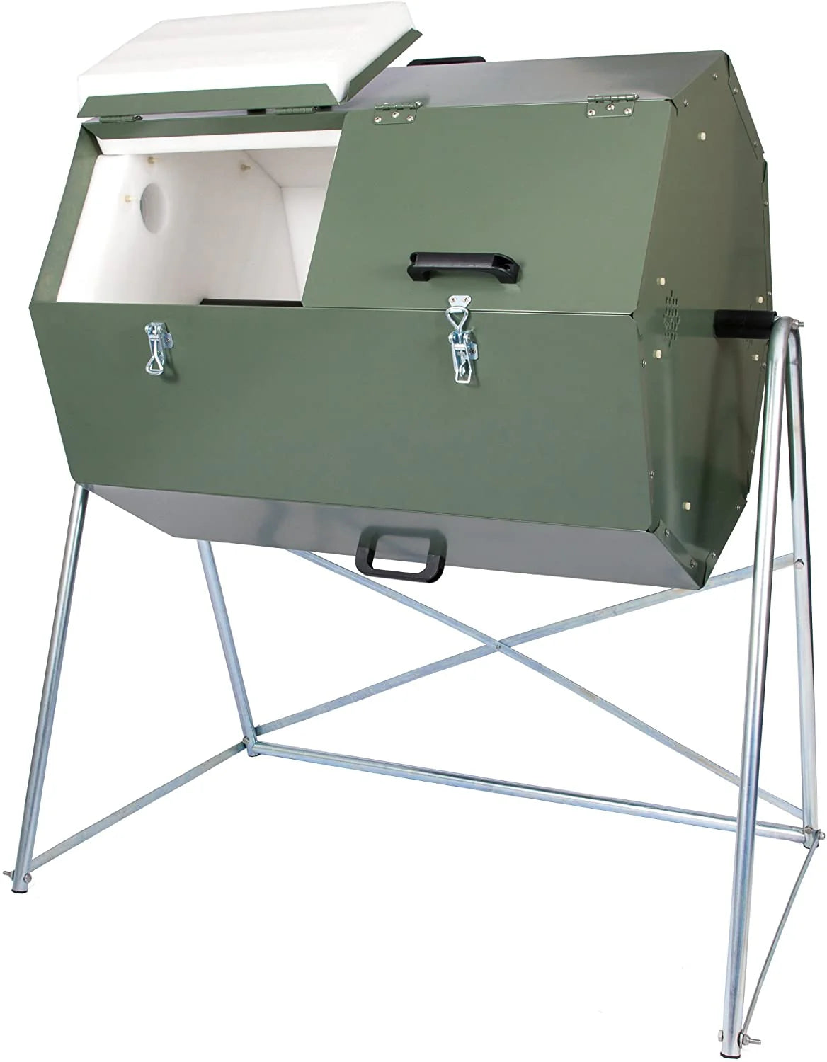 Jora 70 Gallon Dual-Chamber Tumbling Compost Bin With Tall Stand