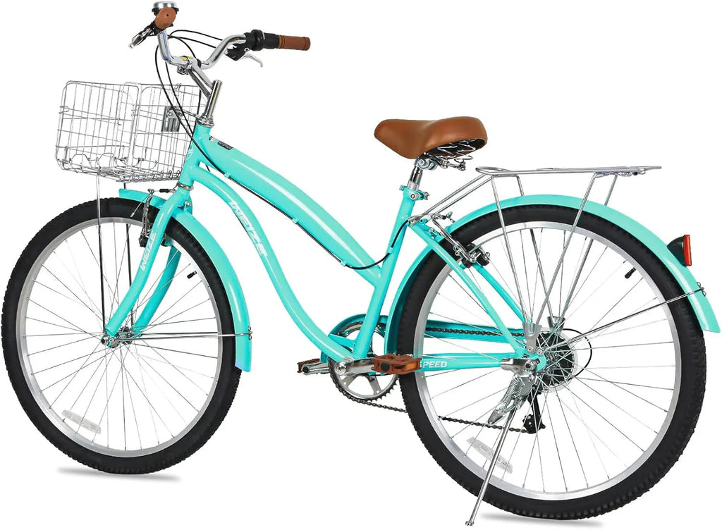 WEIZE 26 Inch 7-Speed High-Carbon Steel Beach Cruiser Bike