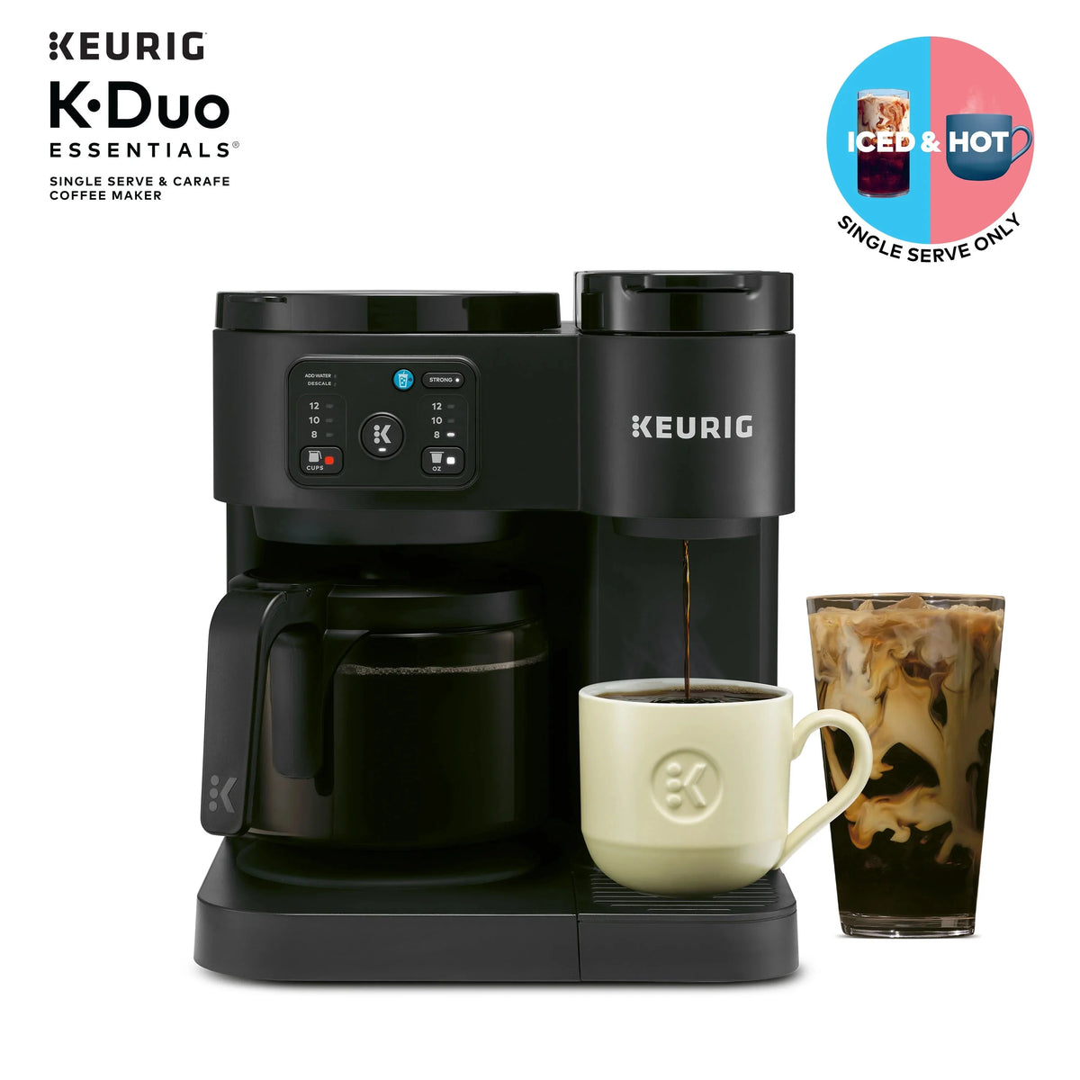 Keurig K-Duo Essentials Hot & Iced K-Cup Pod Coffee Maker & Carafe, 72 oz, Moonlight Grey