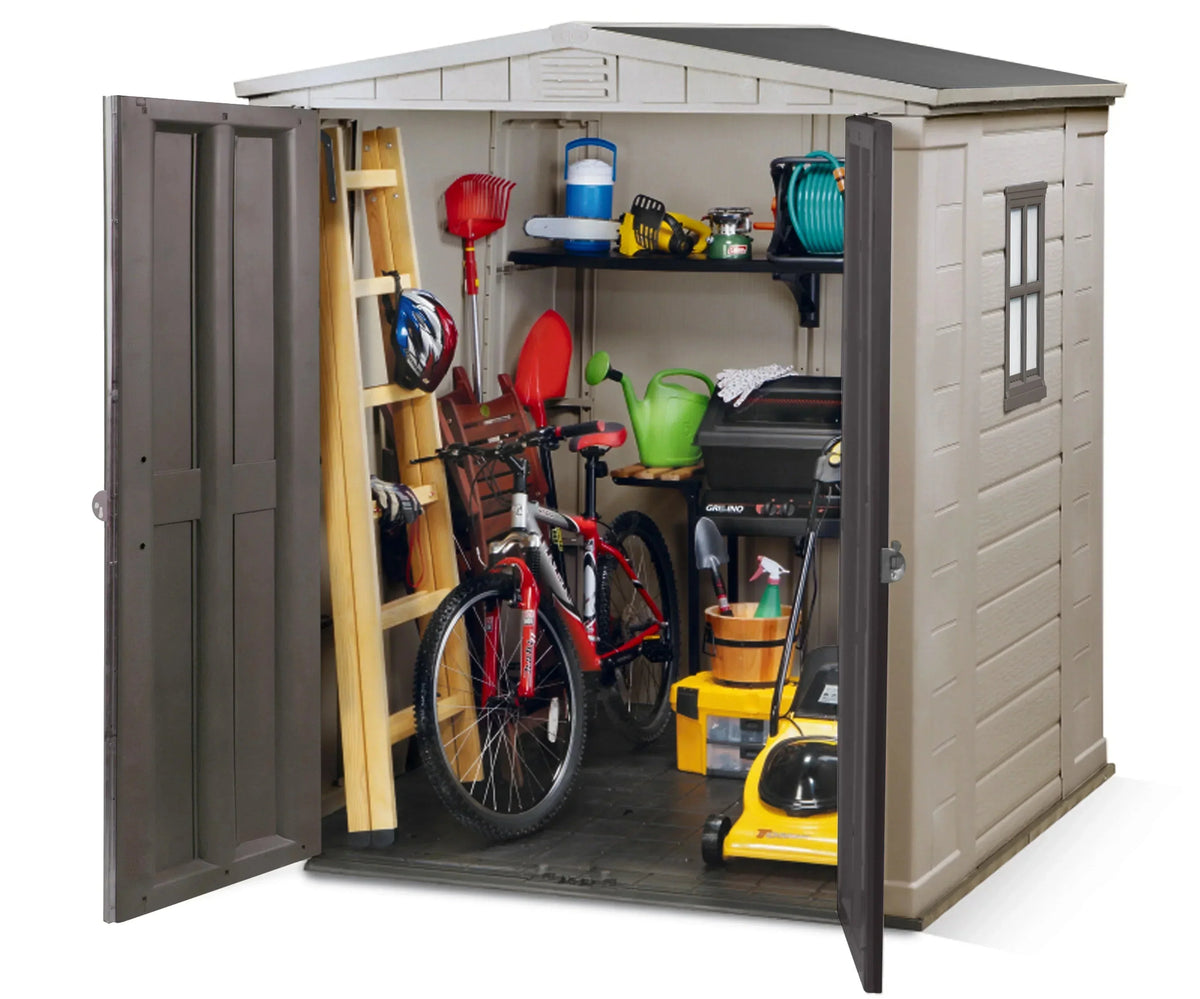 Keter Resin Outdoor Storage Shed, 8 x 11 Foot, 550 Cu. Ft., Taupe