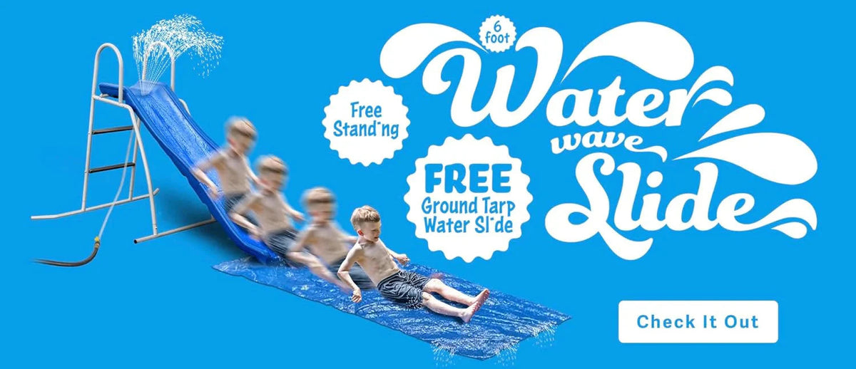 XDP RECREATION Water Wave Slide, 6 Foot, Blue, Built-In Adjustable Sprinkler