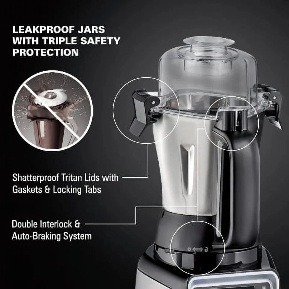 Hamilton Beach Professional Juicer Mixer Grinder, 2.2 HP, 120V, 3 Stainless Steel Jars, 0.5, 1 And 1.5 Liters - 58770