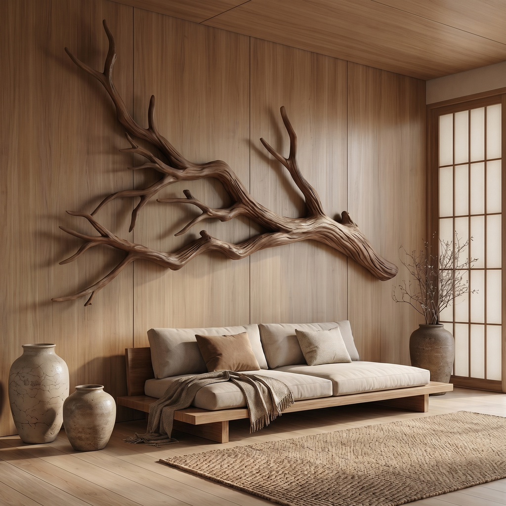 Flowing Wood Branch Wall Sculpture, Contemporary Tree Root Wall Art