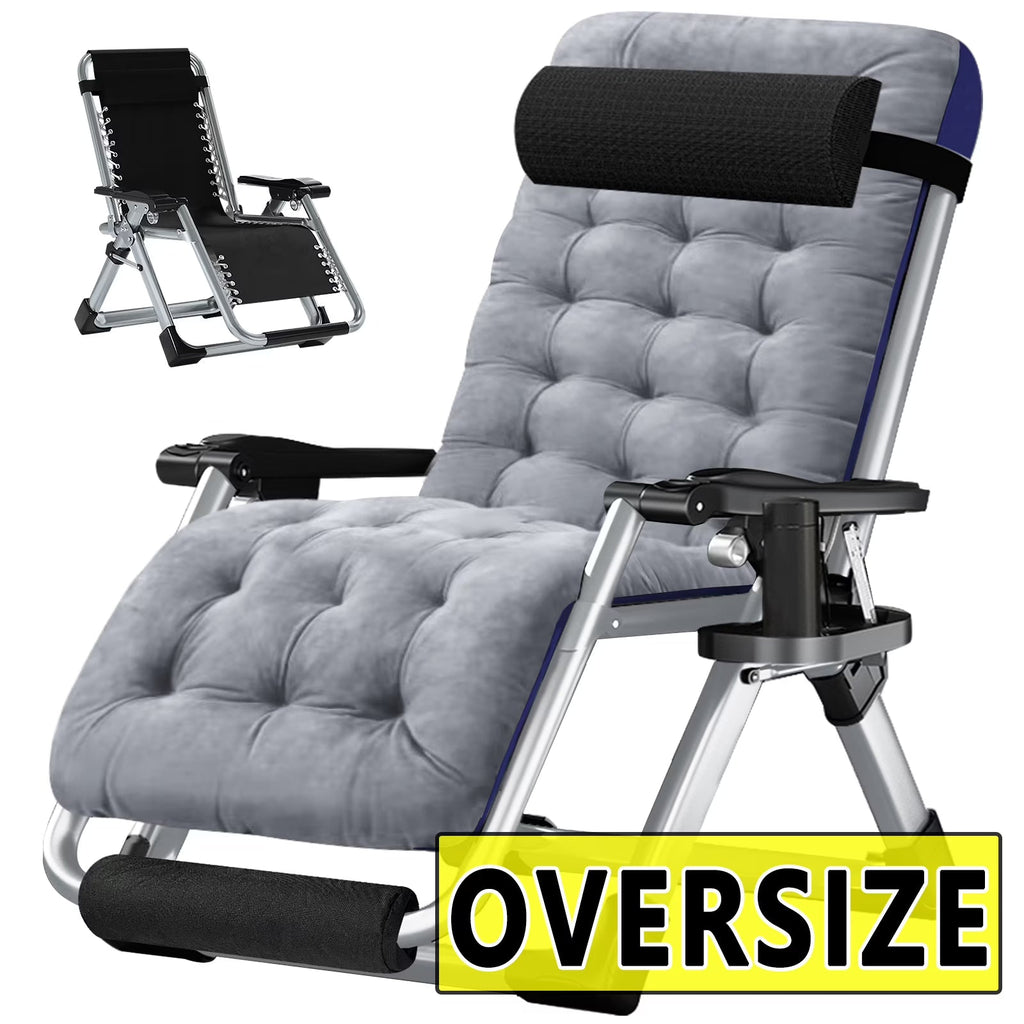 NAIZEA Zero Gravity Chair With Removable Cushion, Cup Holder, and Black Color