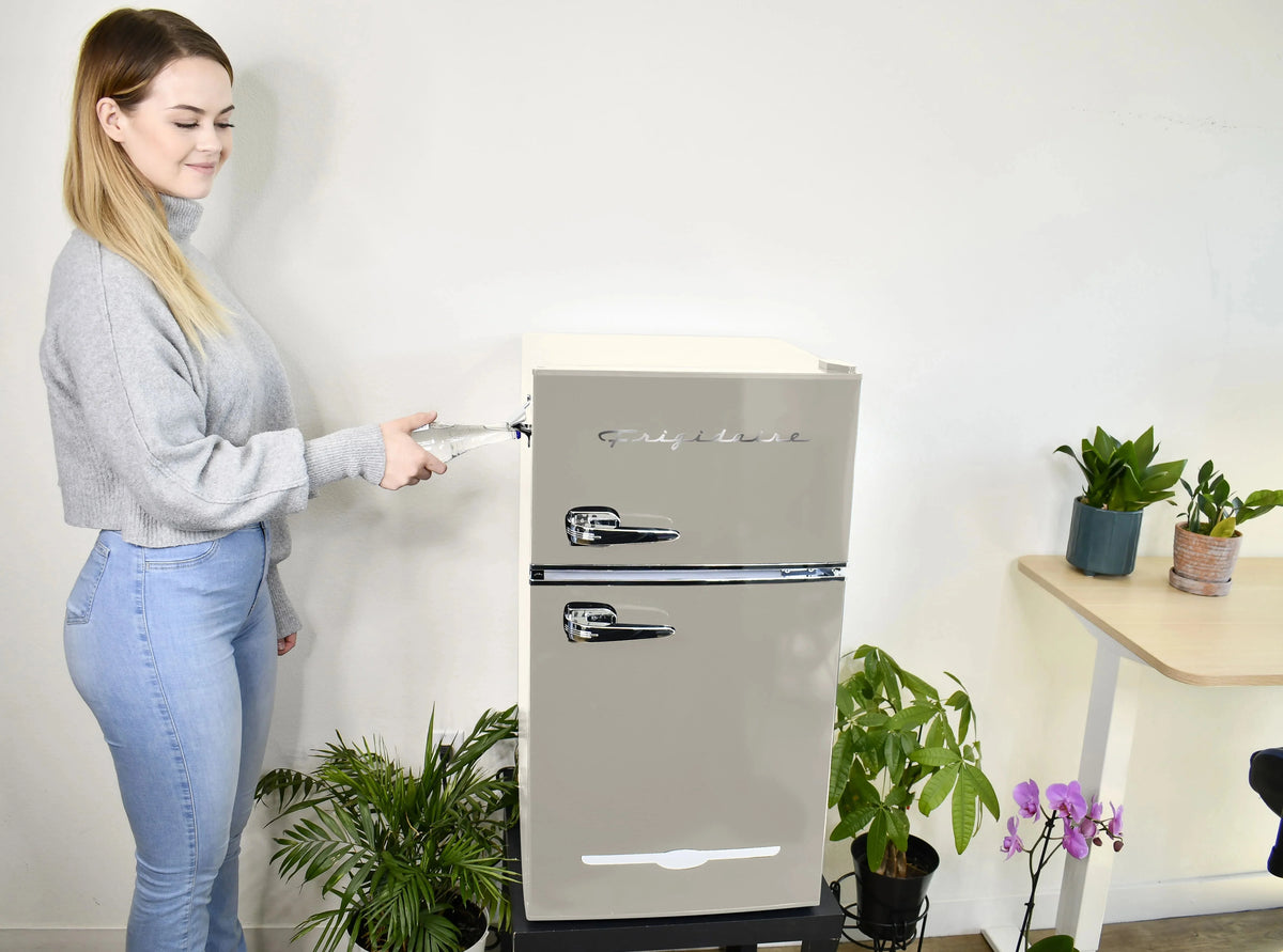 Frigidaire 3.1 Cu. Ft. 2-Door Retro Compact Refrigerator With Built-In Side Bottle Opener - Cream