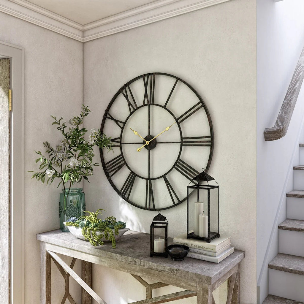 Round Metal Open-Frame Wall Clock