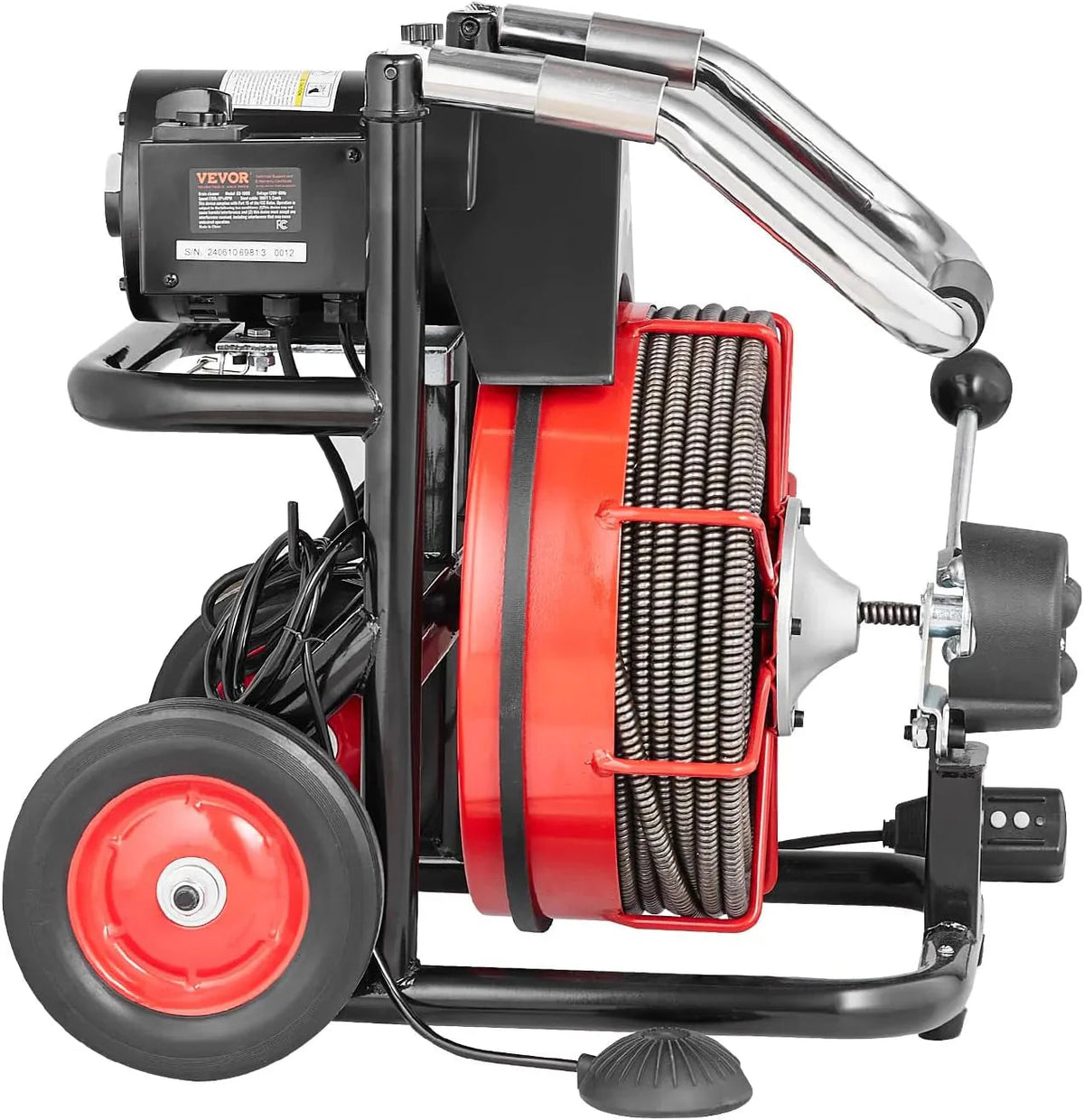 VEVOR Drain Cleaner Machine 100FT x 1/2 Inch, 550W, Red + Black - Drain Cleaner Machine 100 FT x 1/2 Inch