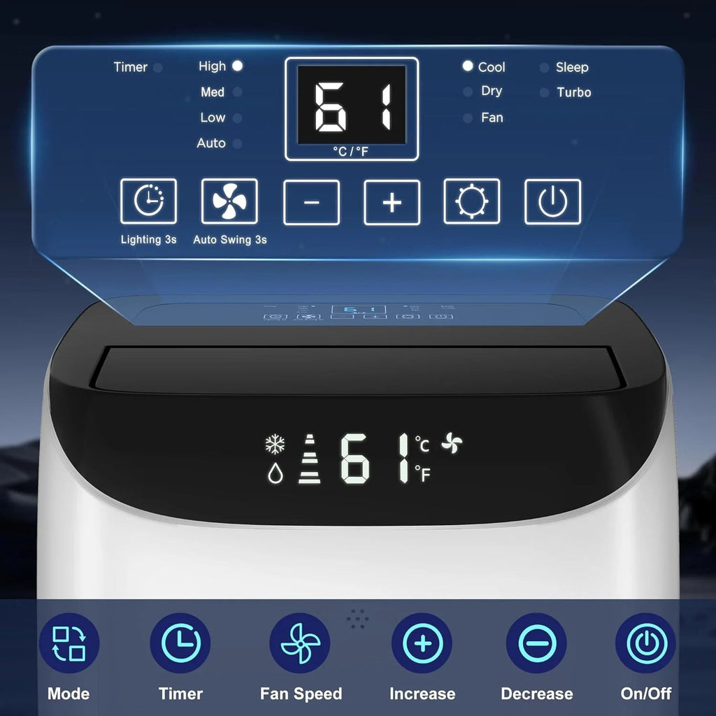 HUMHOLD 14000 BTU Portable Air Conditioner, White - HDPAC-10-A1