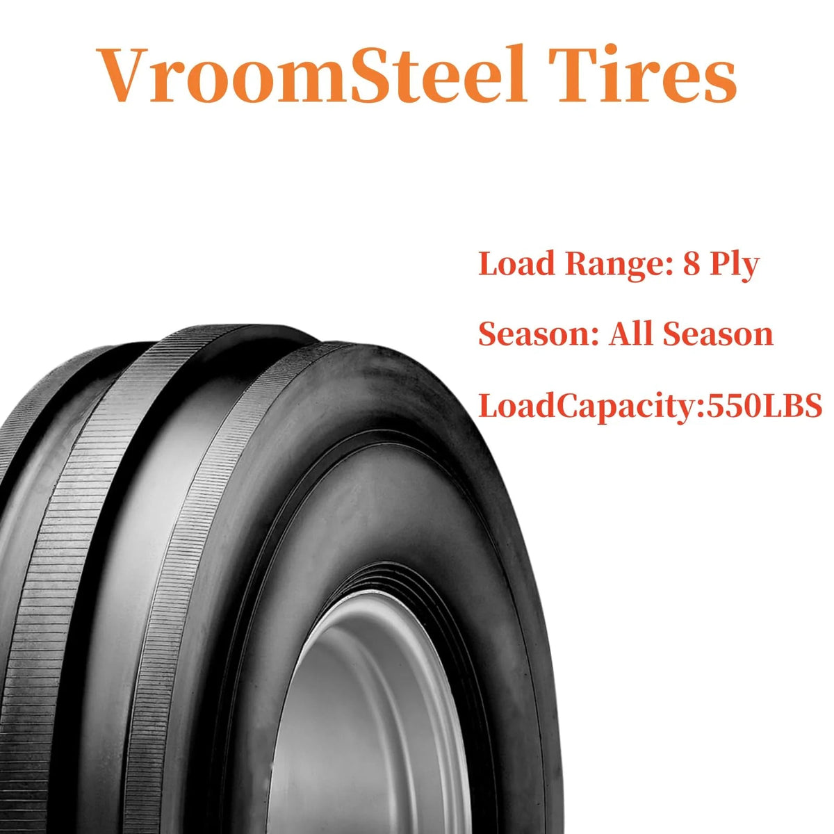 7.50-16 TL Tractor Tire, 8-Ply, Black