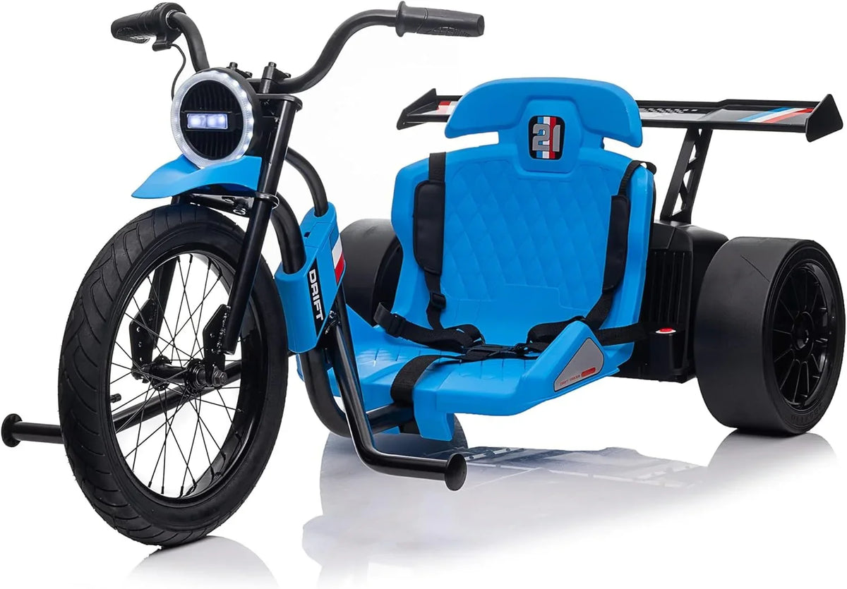 Voltz Toys Children's Electric Drift Trike, 24V Rechargeable Battery, 16-Inch Inflatable Tires, Black