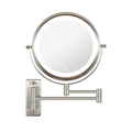 8 Inch Round Wall-Mounted Makeup Mirror, Rechargeable, 1X/10X Magnification, 3-Color LED Lights