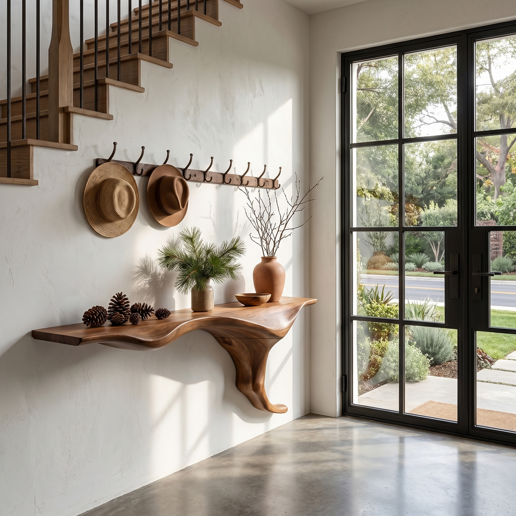 Wall Mounted Console Table, Sculptural Tree Root Entryway Shelf
