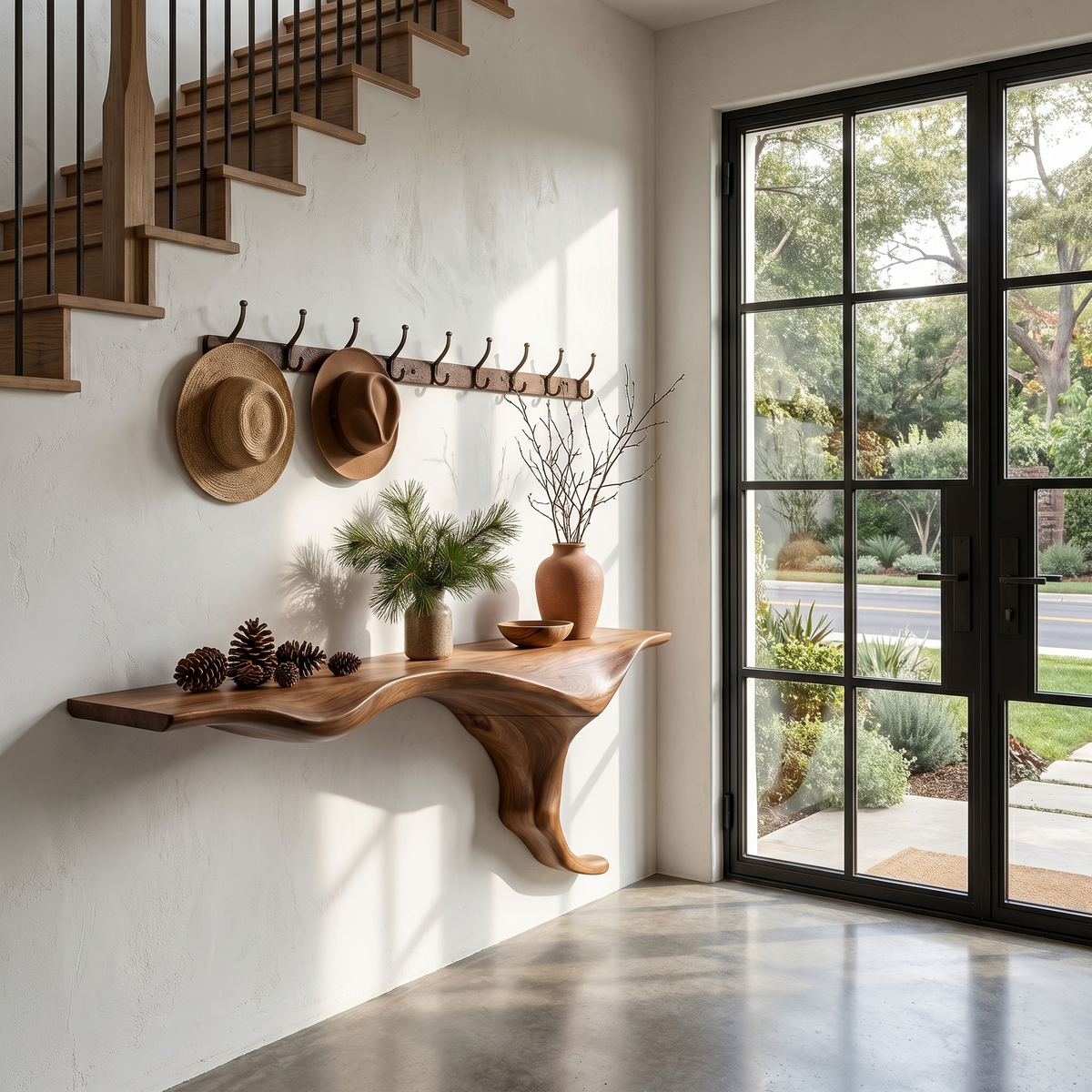 Wall Mounted Console Table, Sculptural Tree Root Entryway Shelf
