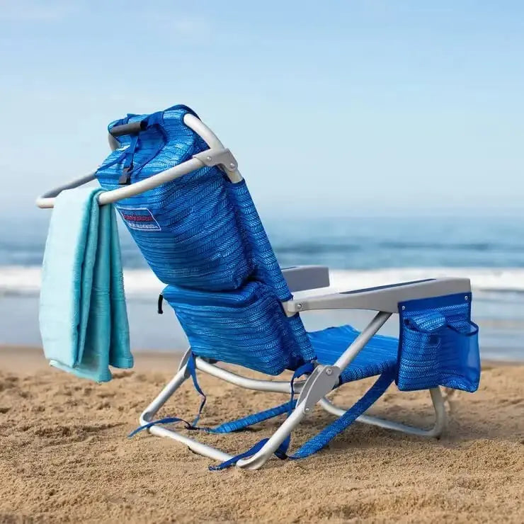 Tommy Bahama Backpack Beach Chair, 5 Position Lay Flat, Blue Sailfish - 2020