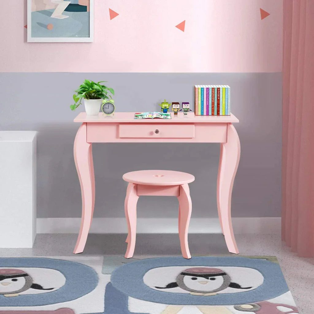 Fireflowery Kids Vanity Table With Detachable Top, Mirror And Drawer - FY-HW64356