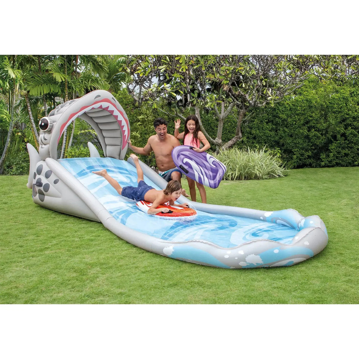 Intex Surf N Slide Inflatable Water Slide, 15-Foot, With 2 Surf Riders And Electric Air Pump