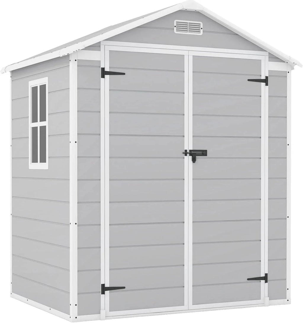 Patiowell 6x4 FT Resin Outdoor Storage Shed With Floor - Light Gray