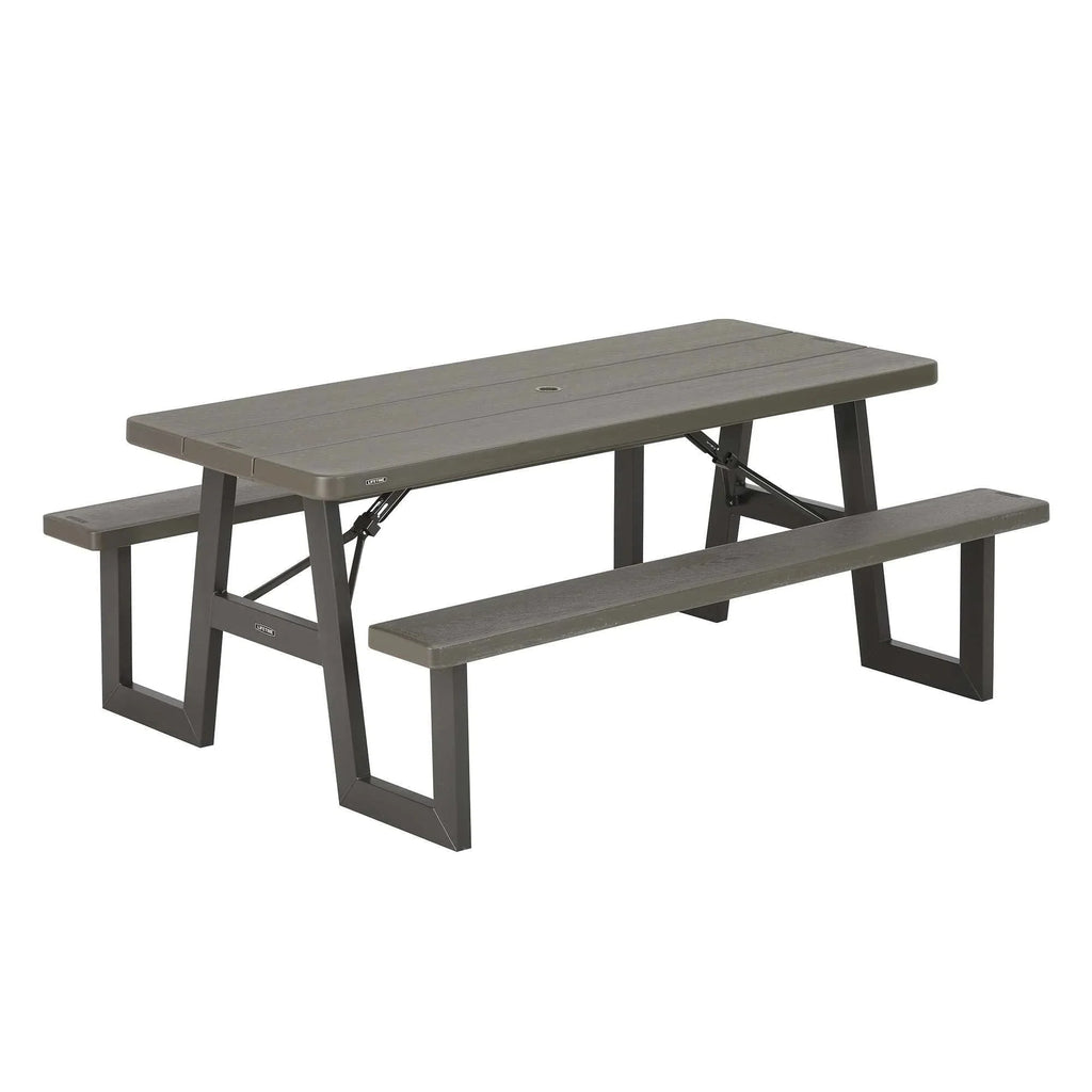 Lifetime 6-Foot W-Frame Folding Picnic Table, Brown - 60233