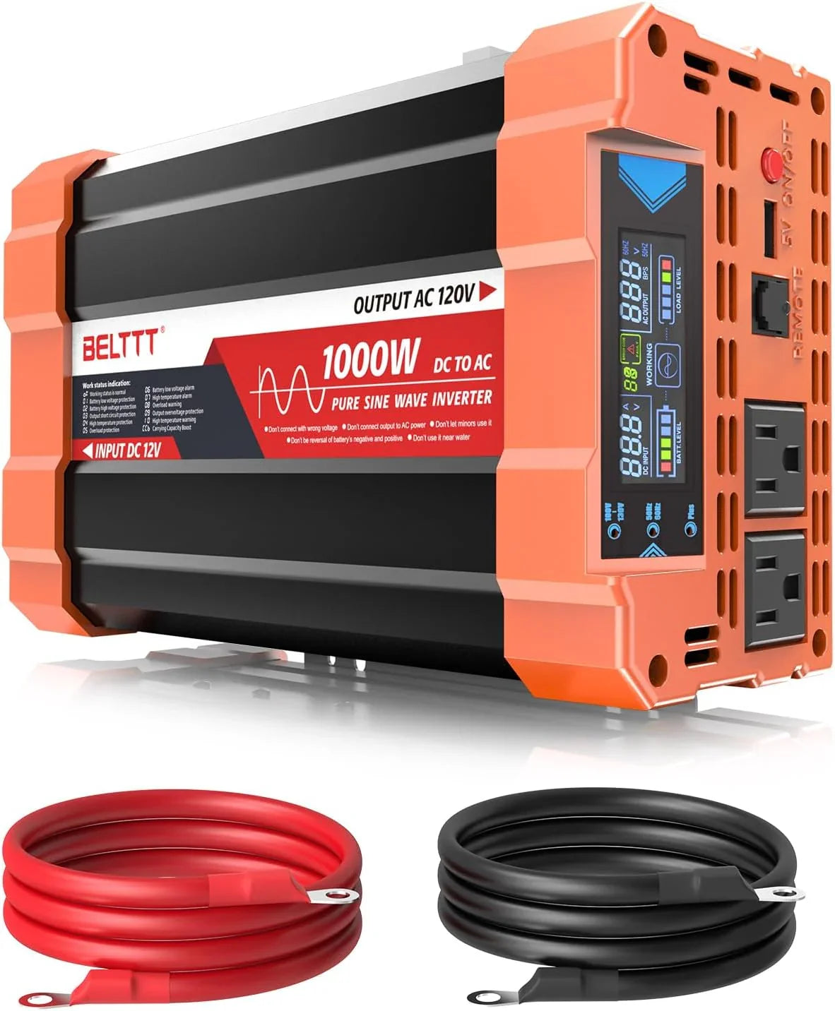 2000W Pure Sine Wave Car Power Inverter 12V To 120V AC - BAP2000
