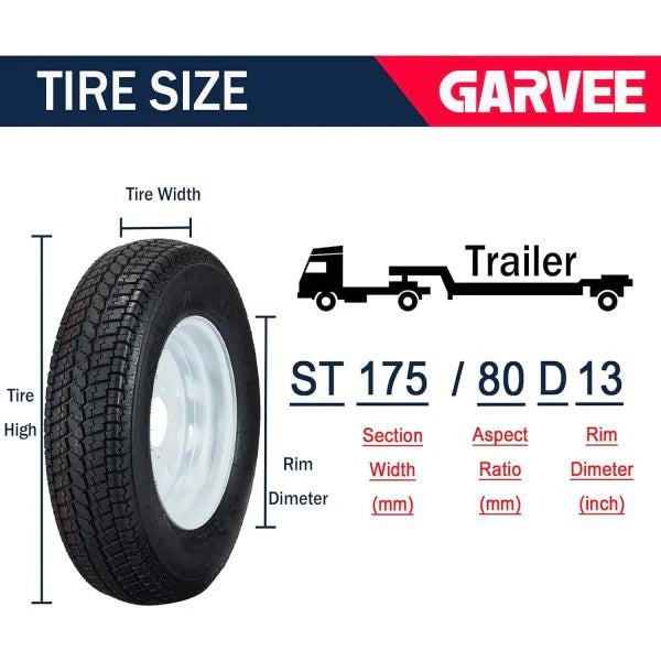 Set Of 2 Trailer Tire And Wheel Assemblies 175-80 5 Lug 6PR White Spoke Load Range C