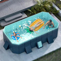 LZMZMQ Above-Ground Rectangular Swimming Pool, 160L x 120W x 47H Centimetres, Clear Wood