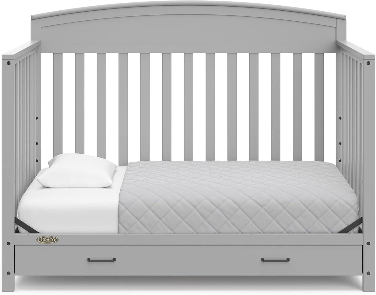 Graco 5-in-1 Convertible Crib With Storage Drawer, White