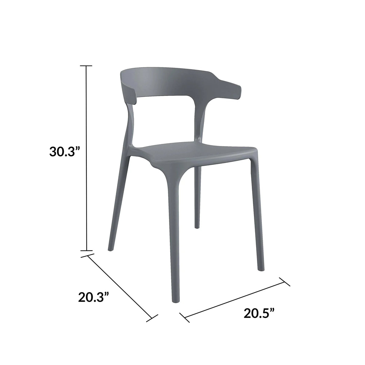 Novogratz Poolside Felix Stacking Dining Chairs, Indoor/Outdoor, 4-Pack, Charcoal