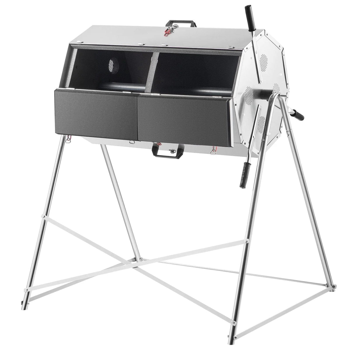 33 Gallon Steel Outdoor Dual-Chamber Compost Tumbler Bin
