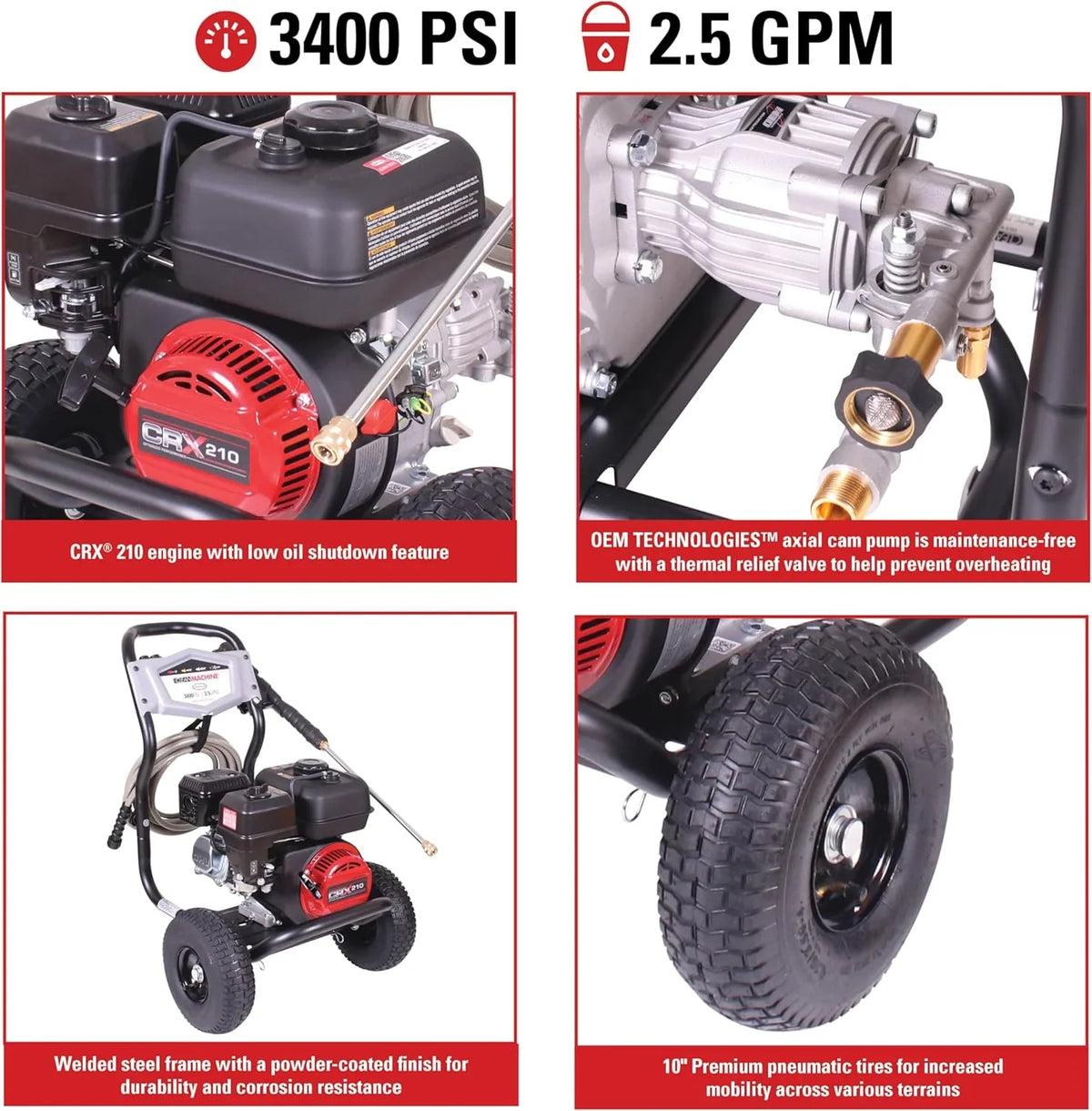 Cleaning Gas Pressure Washer 3400 PSI 2.5 GPM - CM61083