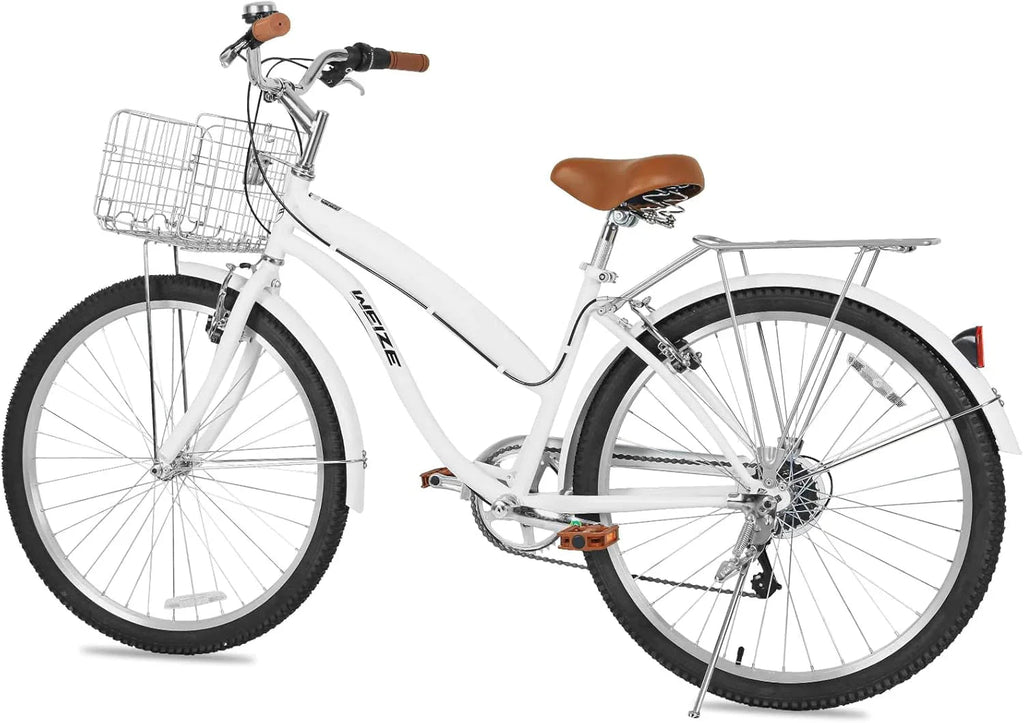 WEIZE 26 Inch 7-Speed High-Carbon Steel Beach Cruiser Bike