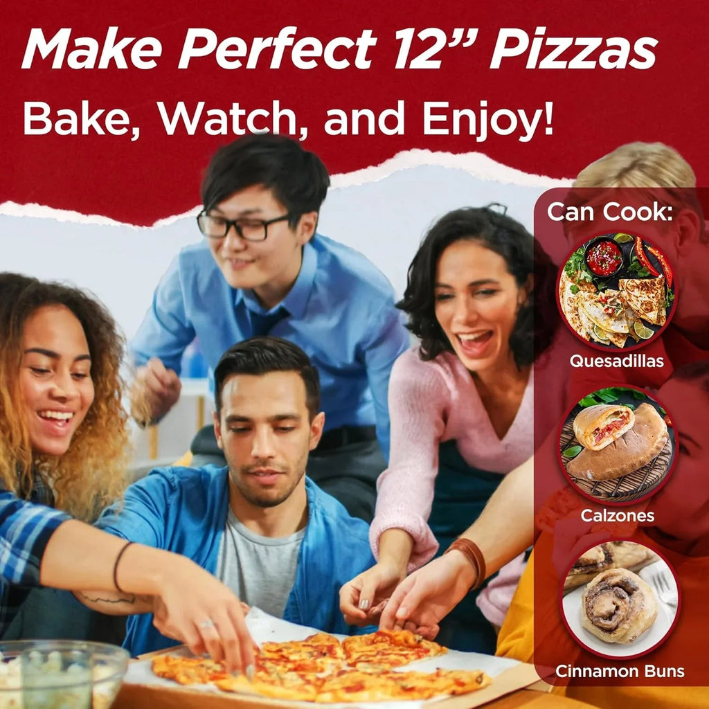 Electric Pizza Oven With Ceramic Stone, 1200W, 12 in Capacity - CCPP1200