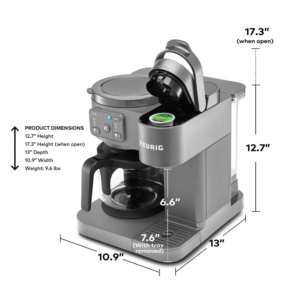 Keurig K-Duo Essentials Hot & Iced K-Cup Pod Coffee Maker & Carafe, 72 oz, Moonlight Grey