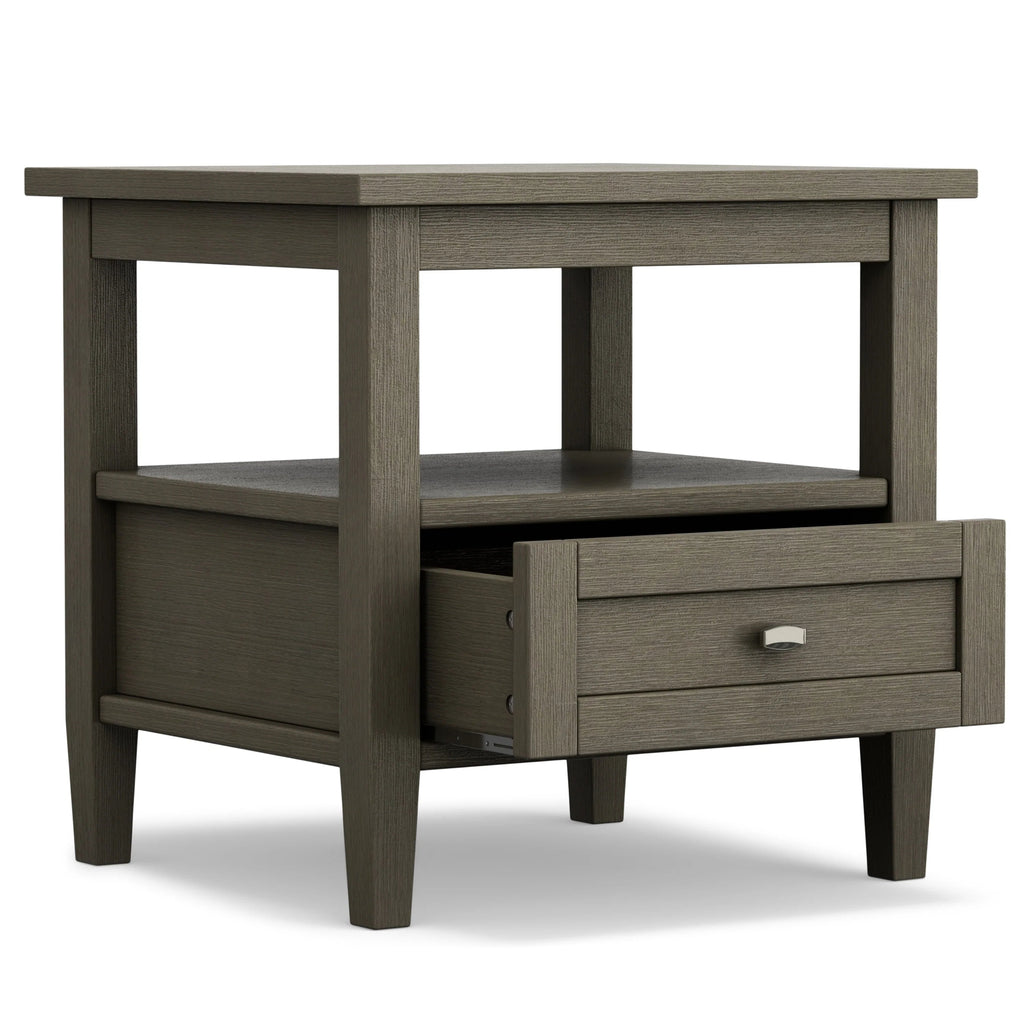 Solid Wood Rectangle End Table With Drawer And Shelf, 18.1in D x 20in W x 19.5in H - Norfolk