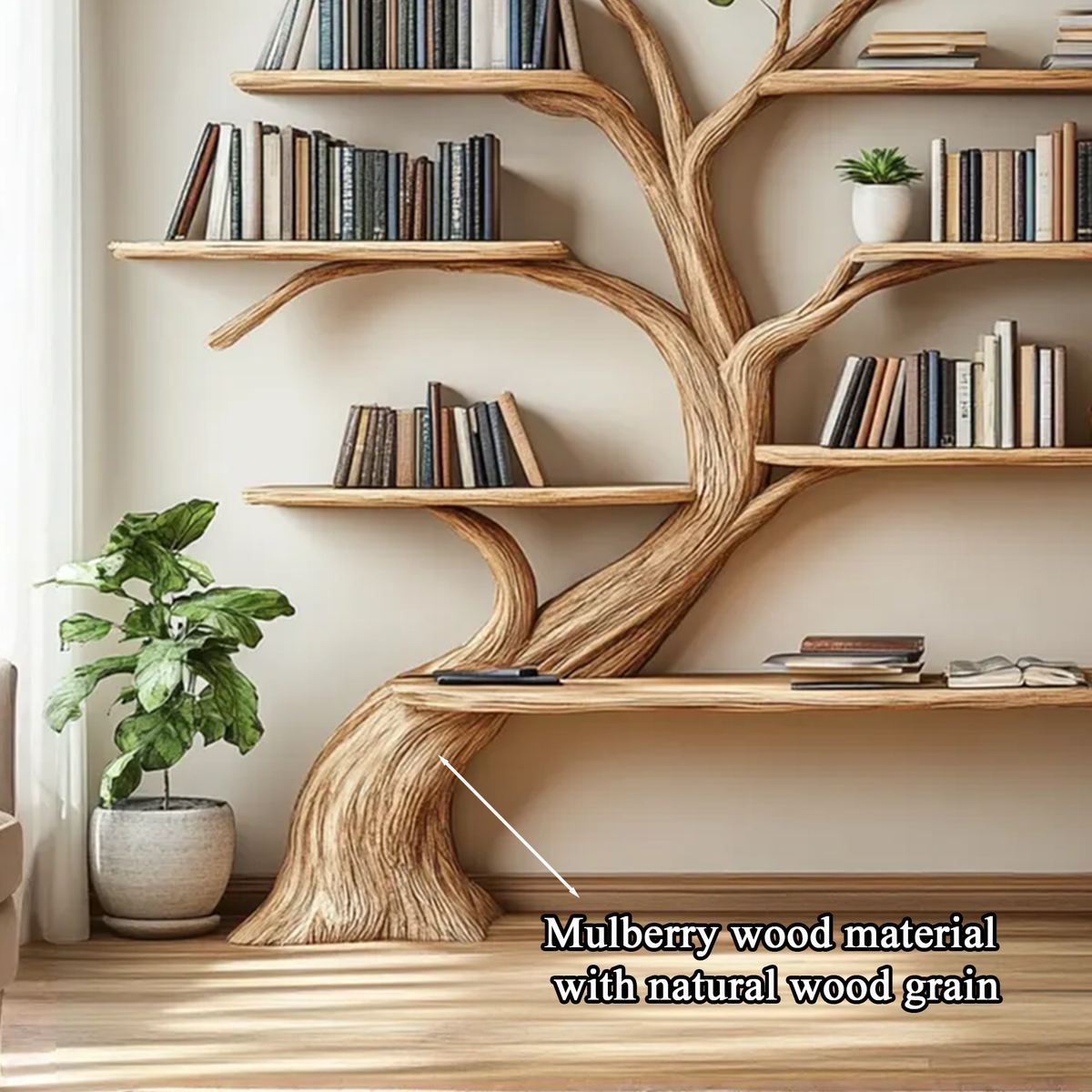 Driftwood Branch Shelf, Wall Mounted Floating Tree Bookshelf