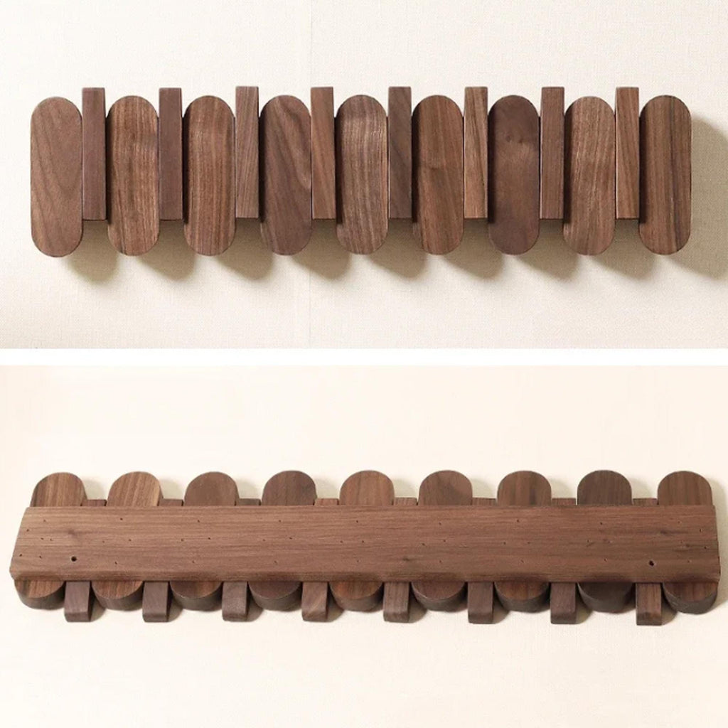 Piano Coat Rack, Wall Mounted Solid Wood Hooks for Entryways