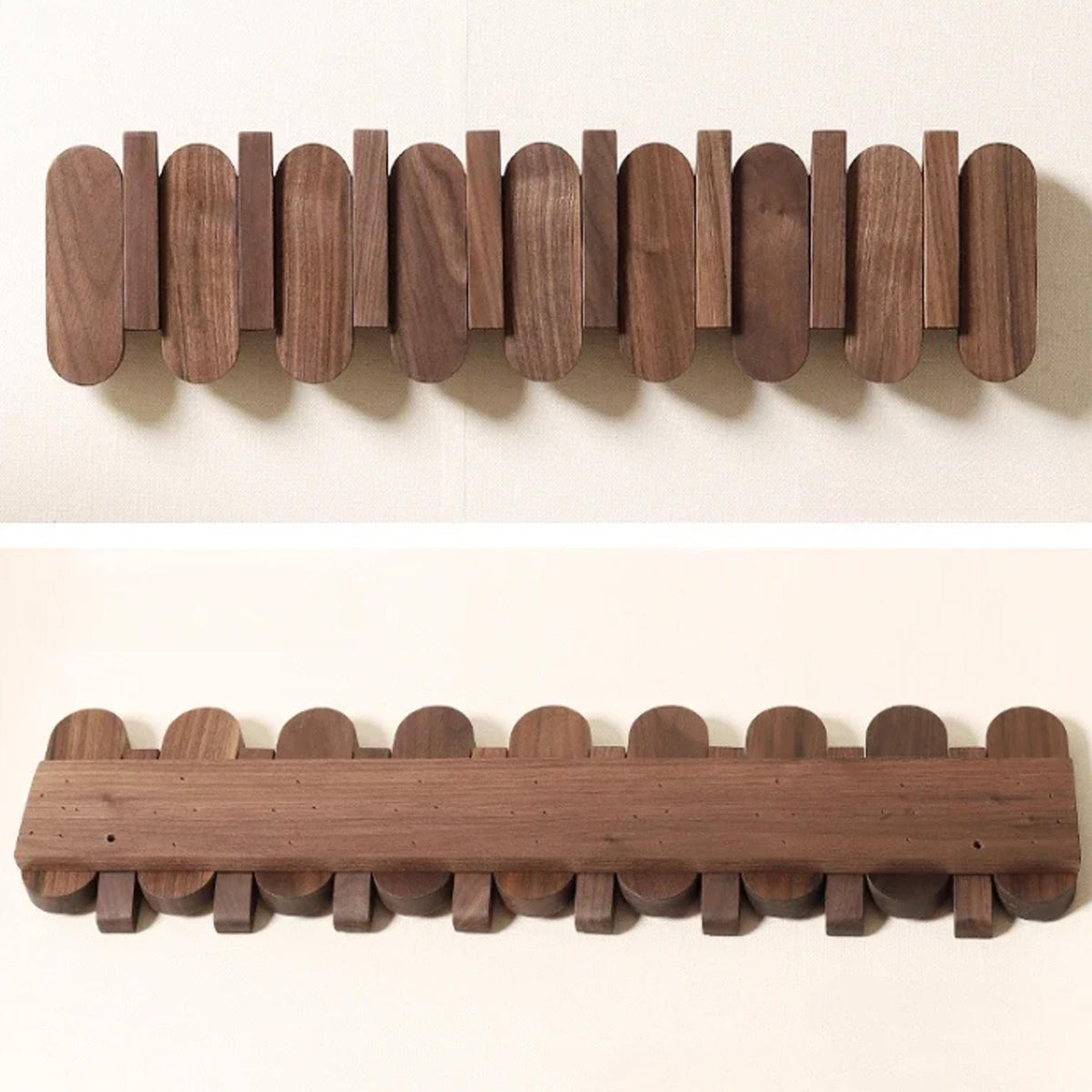 Piano Coat Rack, Wall Mounted Solid Wood Hooks for Entryways