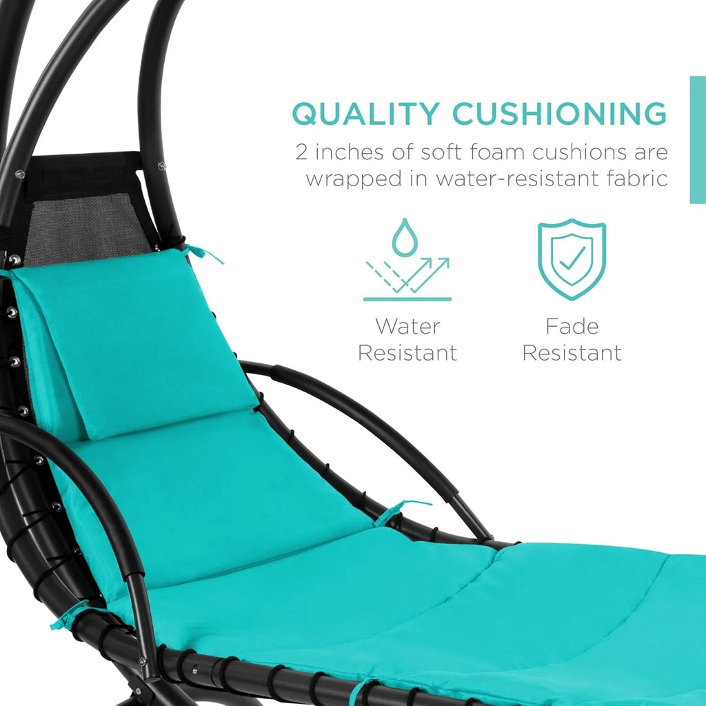 Best Choice Products Outdoor Hanging Steel Chaise Lounge Chair With Canopy, Charcoal Gray - SKY5871