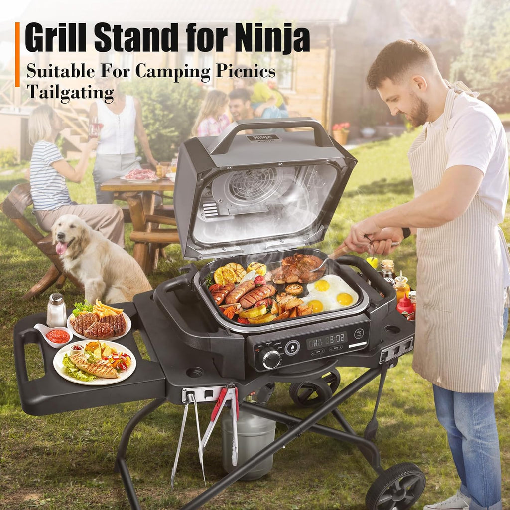 GRILL FORCE Collapsible Grill Stand For Ninja Woodfire Grill, Traeger, Pit Boss, And 22in Blackstone Griddle