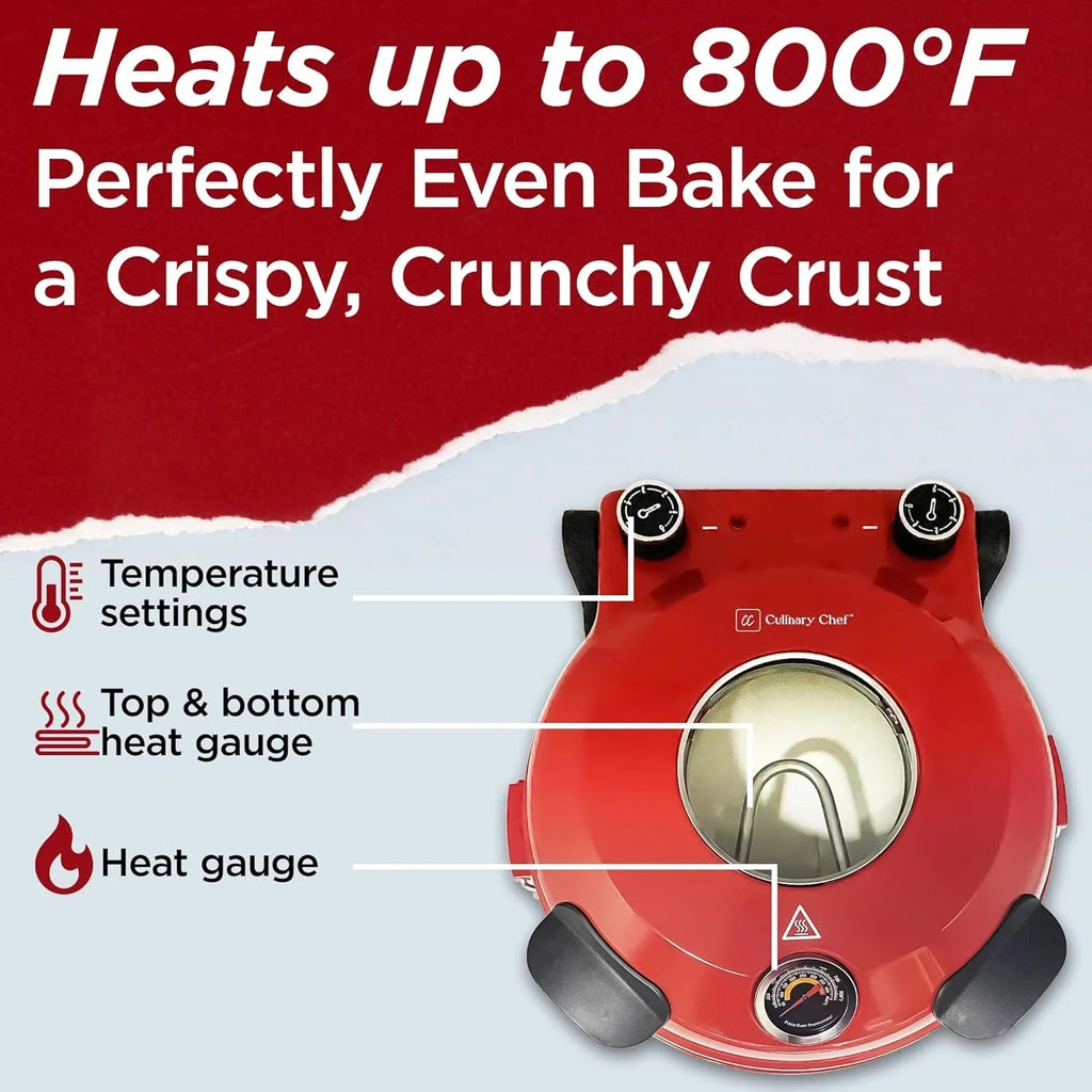Electric Pizza Oven With Ceramic Stone, 1200W, 12 in Capacity - CCPP1200