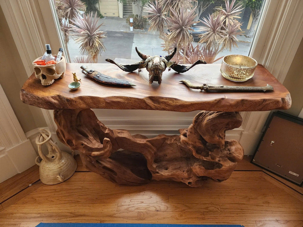 Narrow Console Table, Solid Wood Sofa Table for Entryway and Hallway