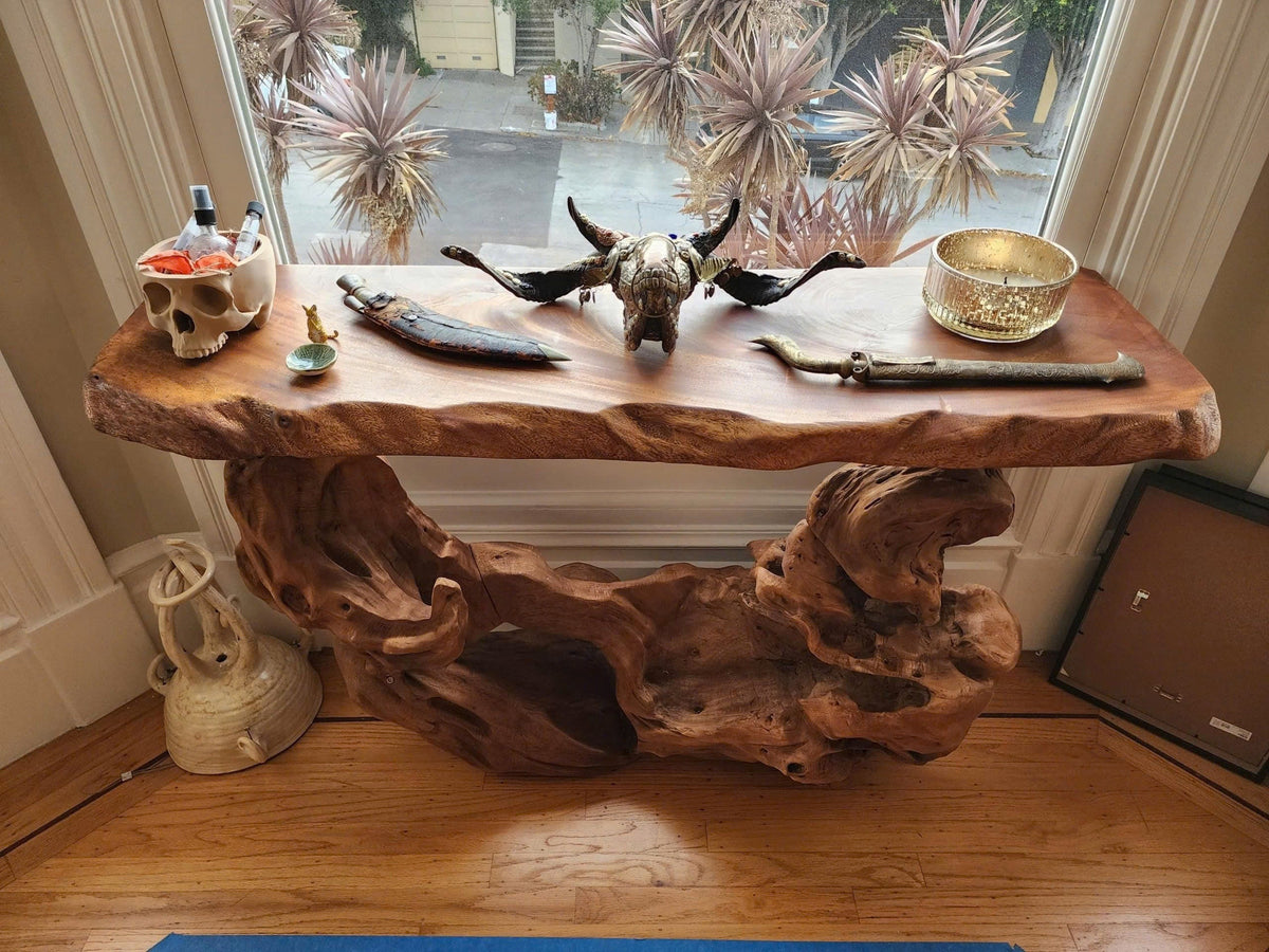 Narrow Console Table, Solid Wood Sofa Table for Entryway and Hallway