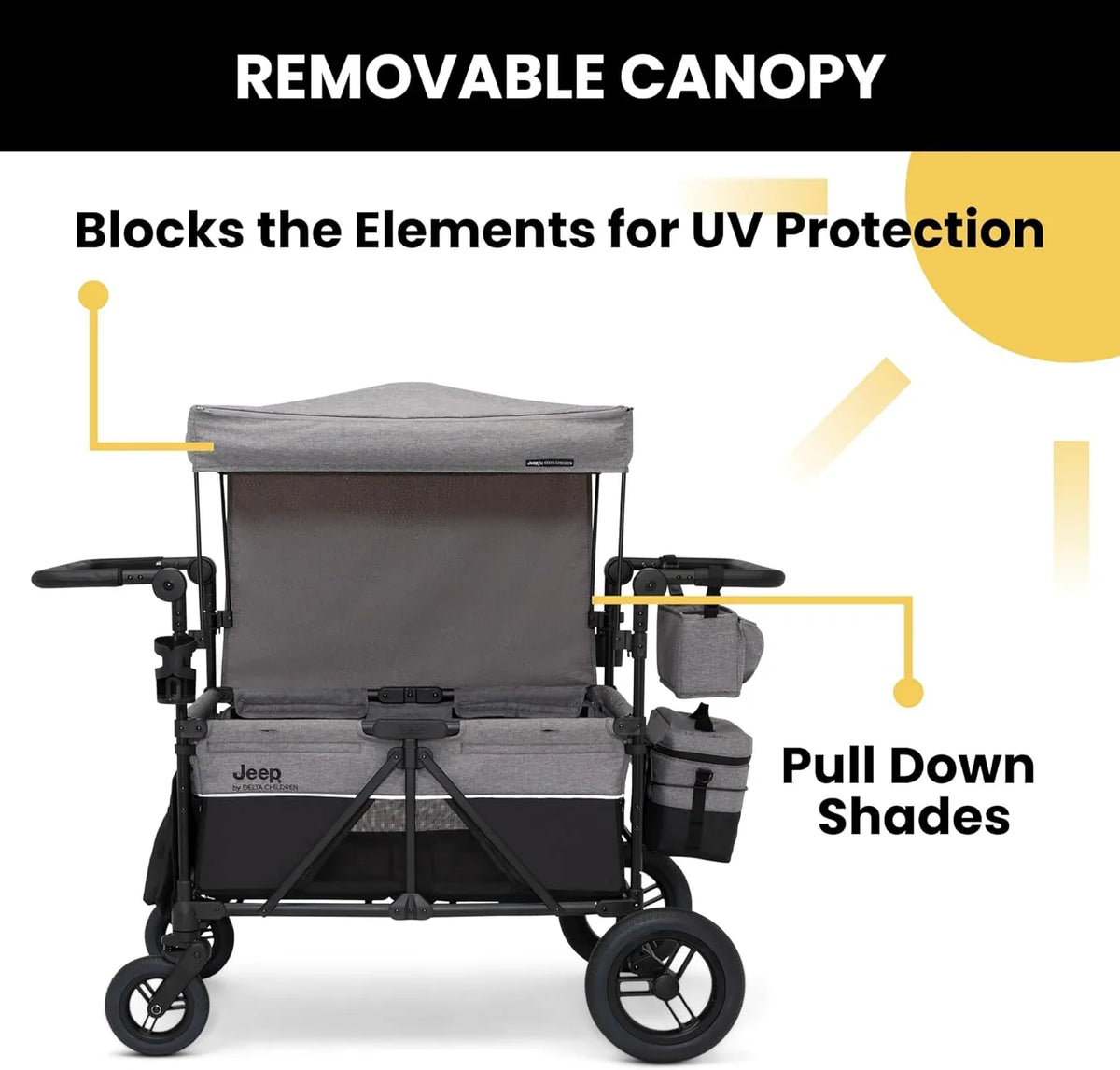 Jeep Wrangler Deluxe 4 Seater Stroller Wagon - Grey