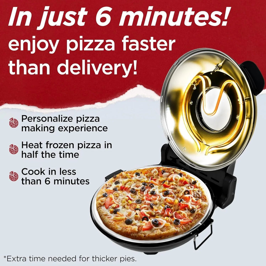 Electric Pizza Oven With Ceramic Stone, 1200W, 12 in Capacity - CCPP1200