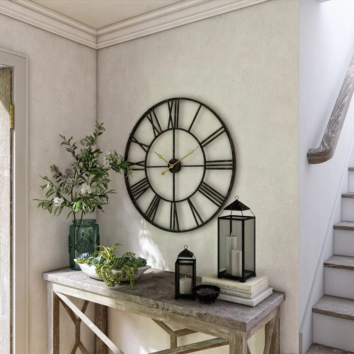 Round Metal Open-Frame Wall Clock