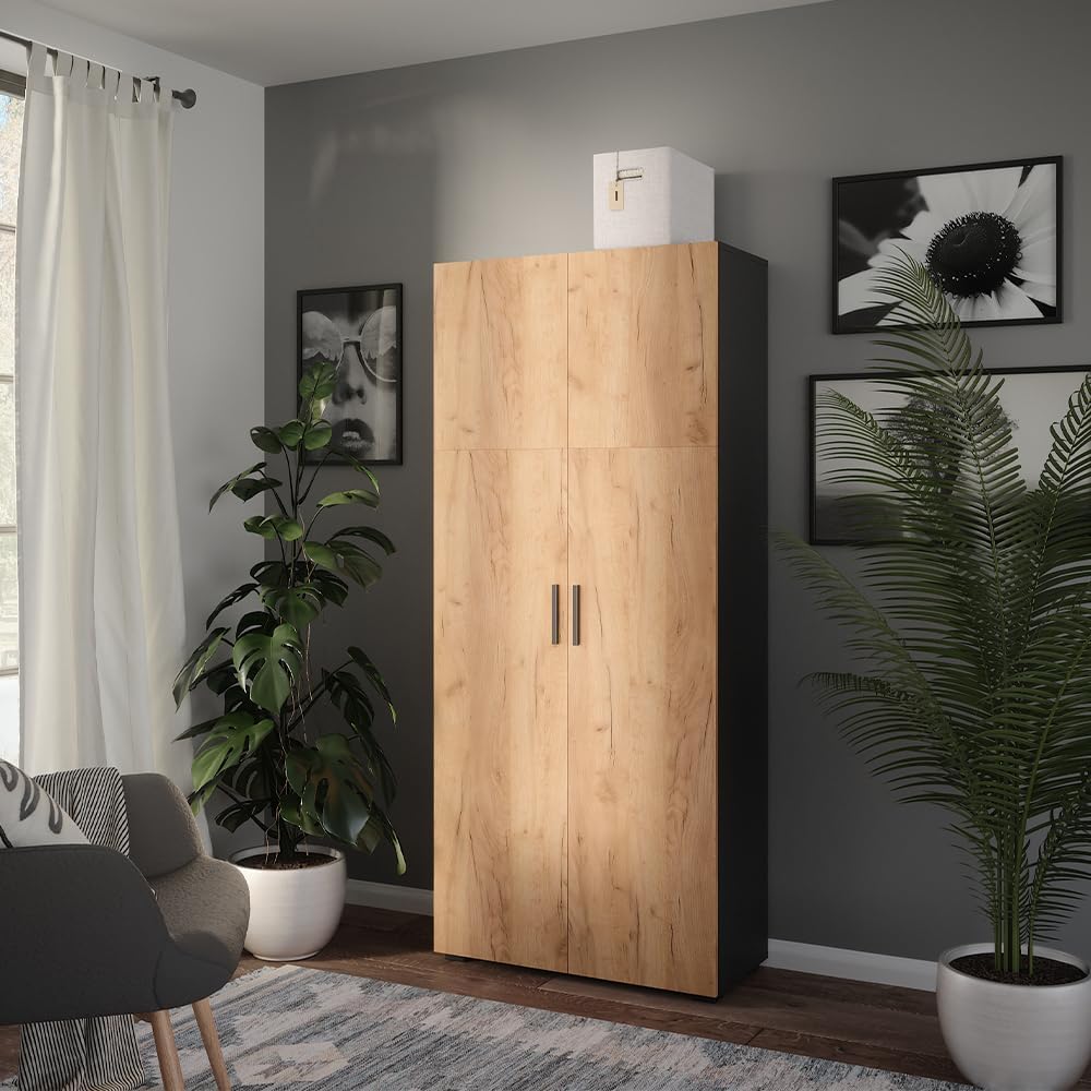 Vicco Universal Storage Cabinet 80 x 183.8 cm Anthracite/Golden Oak - Ingo