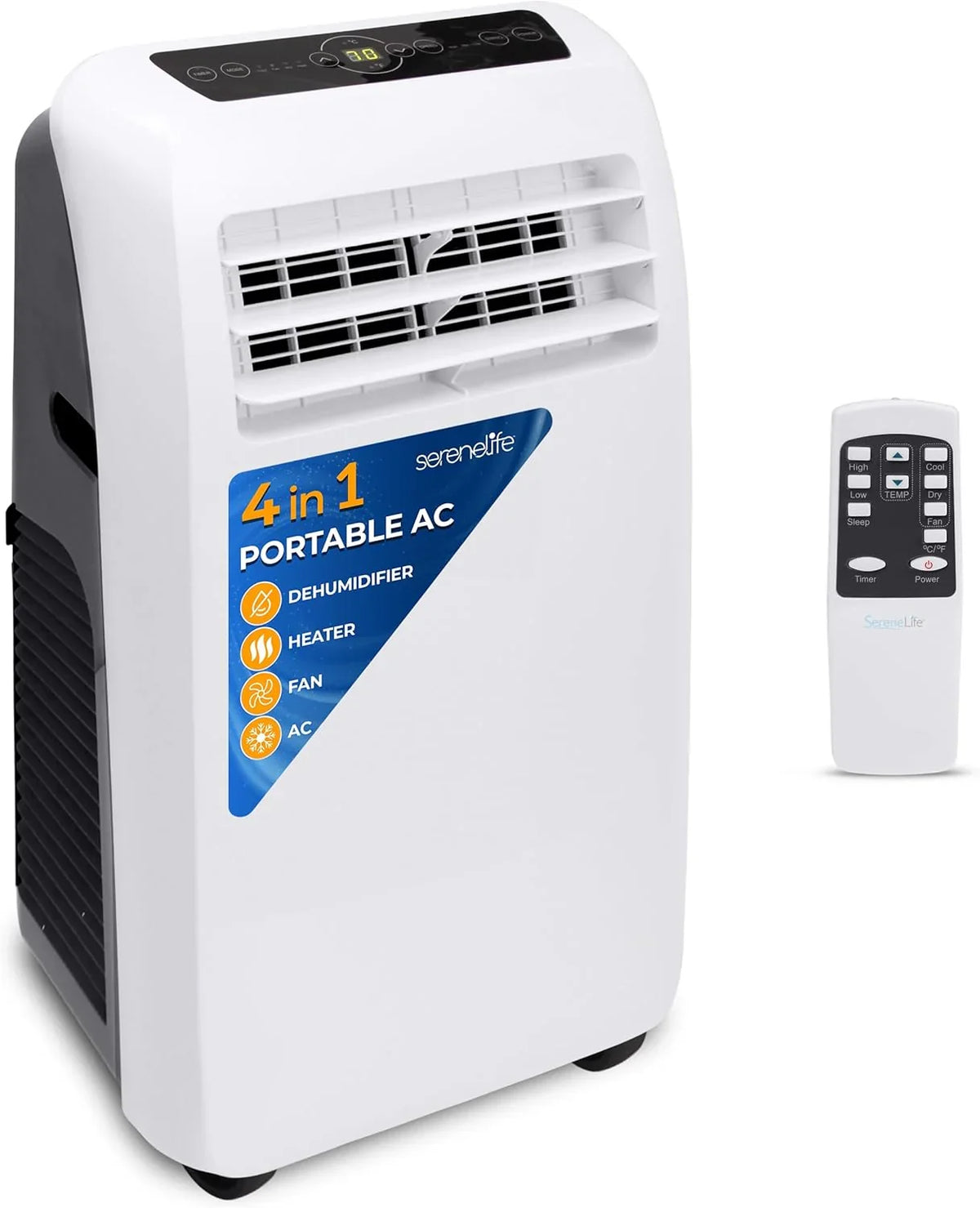SereneLife 3-in-1 Portable Air Conditioner, 8000 BTU, White