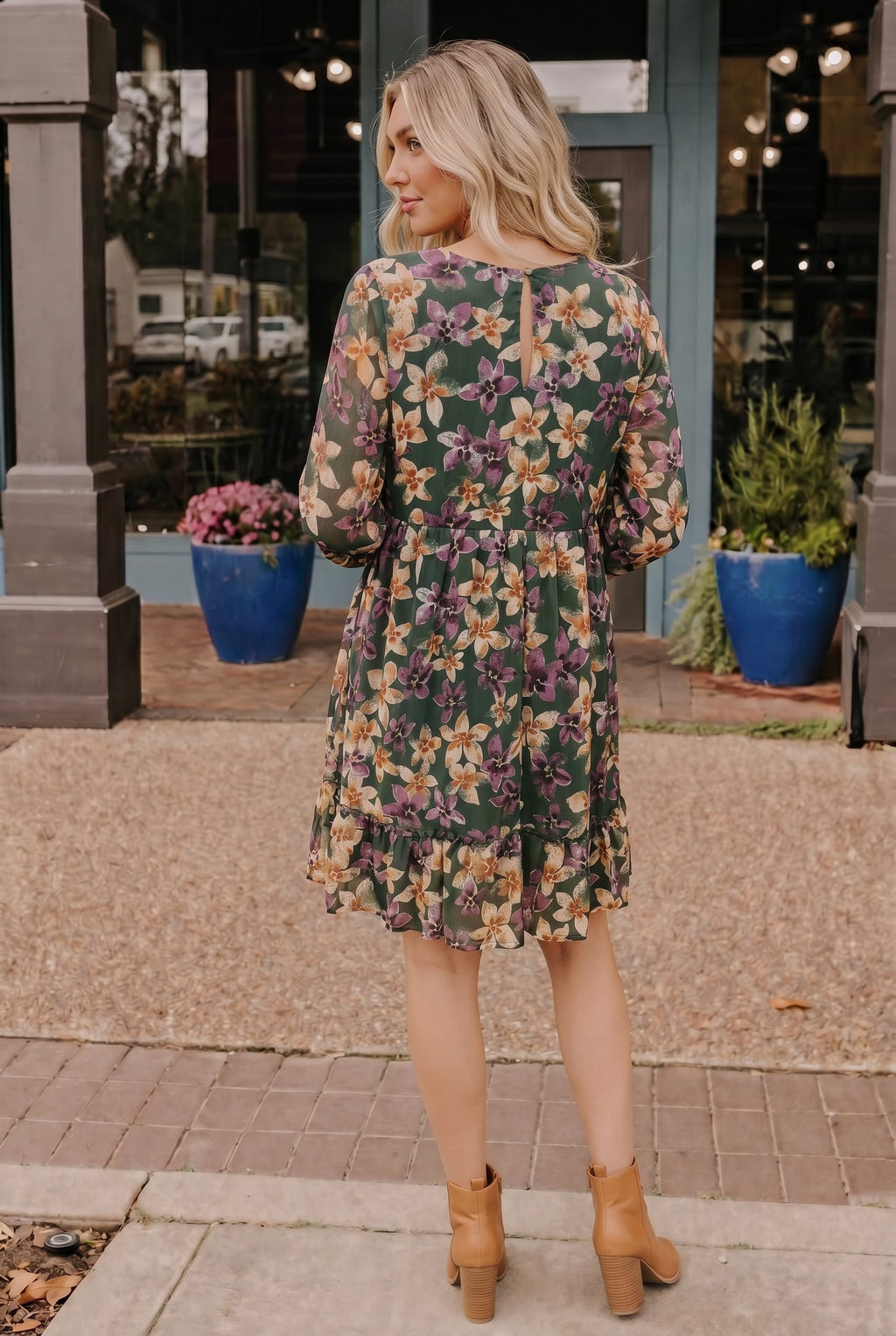 Forest Blooms Long Sleeve Mini Dress - view 2