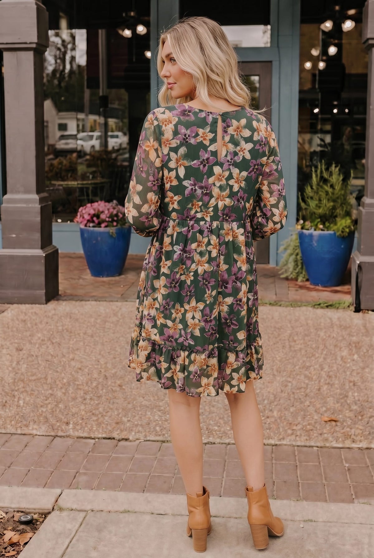 Forest Blooms Long Sleeve Mini Dress - view 2