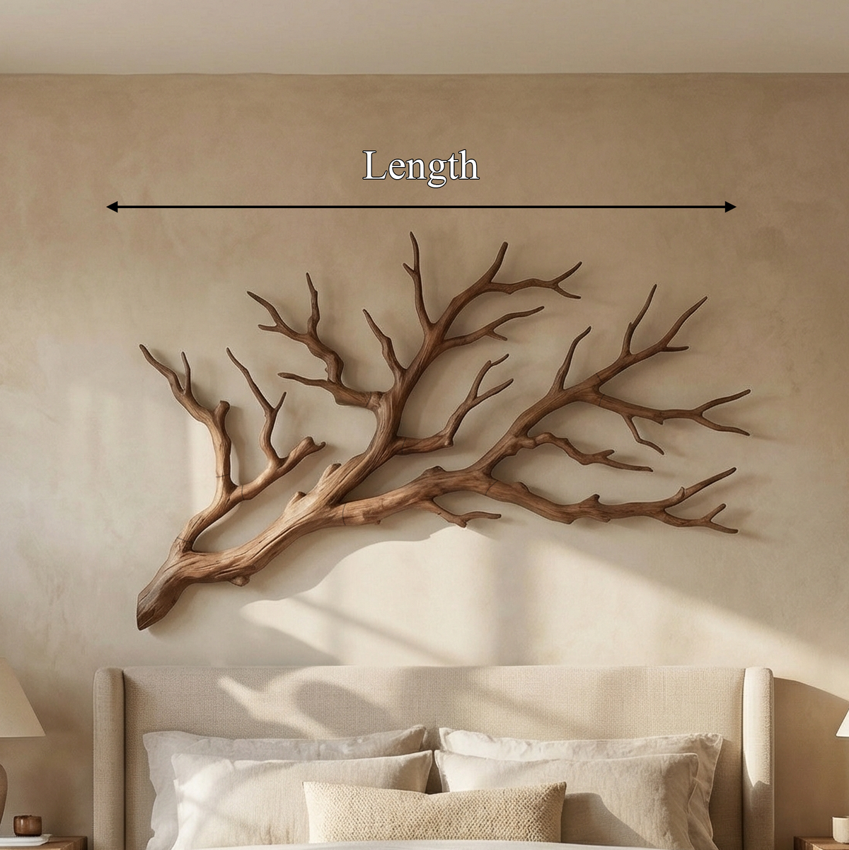 Tree Root Wall Art, Rustic Wooden Sculpture Above Bed Headboard